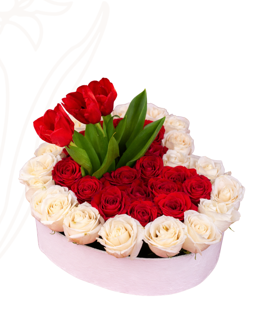 Bloomie box corazón con tulipanes
